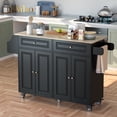 thumbnail image 1 of Aiho 45.5'' Kitchen Island Cart with Storage , Rolling Kitchen Island with Folding Drop Leaf Breakfast Bar for Dining Room, Black, 1 of 9