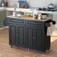thumbnail image 1 of Aiho 45.5'' Kitchen Island Cart with Storage , Rolling Kitchen Island with Folding Drop Leaf Breakfast Bar for Dining Room, Black, 1 of 9