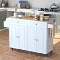thumbnail image 1 of Aiho 45.5'' Kitchen Island Cart with Storage , Rolling Kitchen Island with Folding Drop Leaf Breakfast Bar for Dining Room, White, 1 of 9