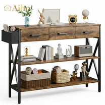 Aiho 47 "L Console Table  with Drawers, Entryway Table with Storage Shelves, Sofa Table for Living Room, Entryway - Rustic Brown