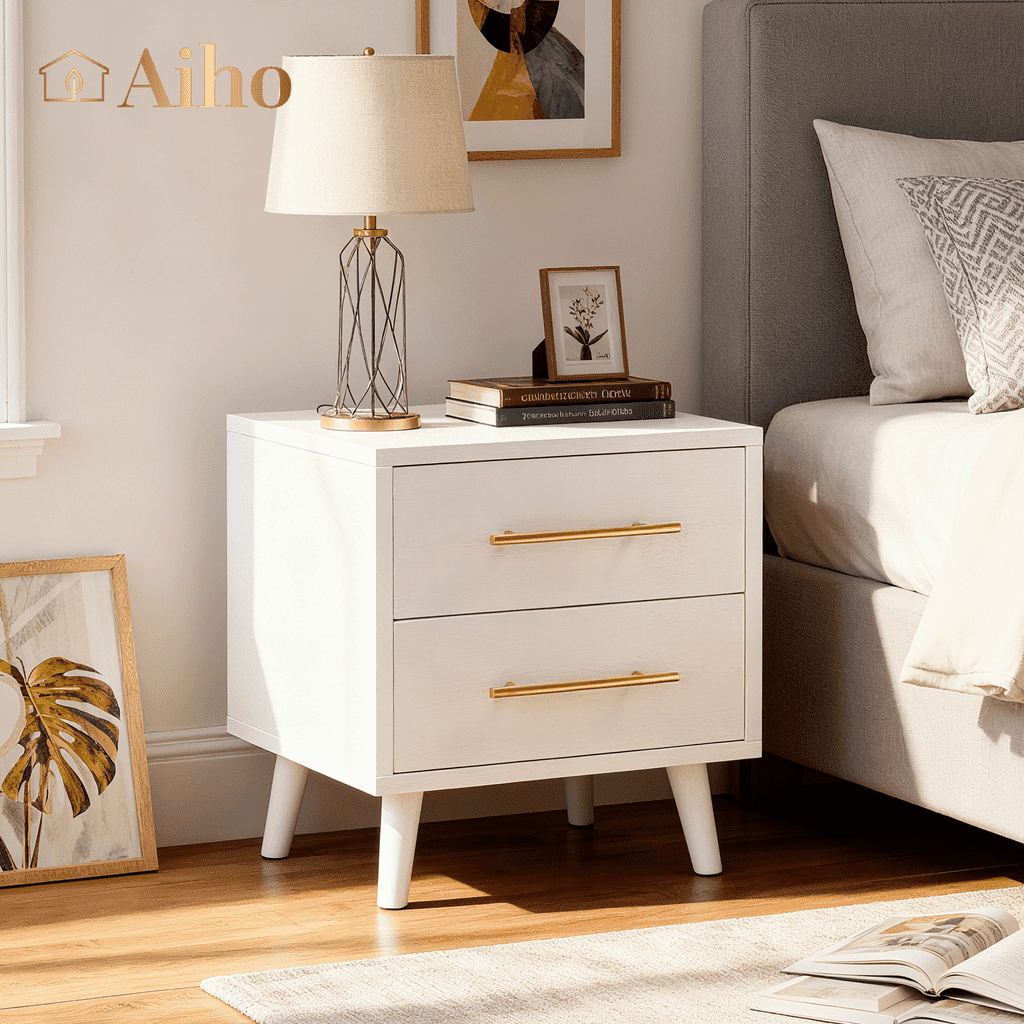 Aiho 5 Drawer White Dresser, Tall Dresser for Bedroom, Modern Storage Cabinet Wood Chest of Drawers for Living Room
