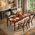 thumbnail image 1 of Aiho 5-Piece Kitchen Dining Table Set for 4 for Dining Room,Burgundy, 1 of 10