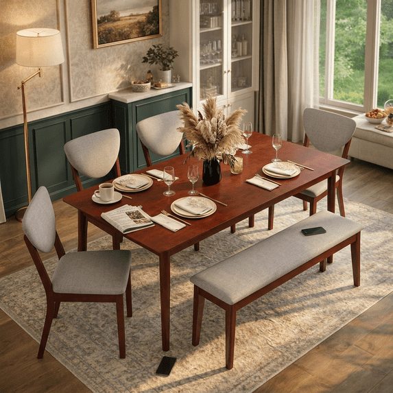 Aiho 5-Piece Kitchen Dining Table Set for 4 for Dining Room,Retro