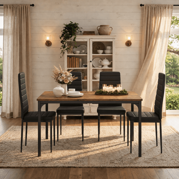Aiho 5-Piece Kitchen Dining Table Set for 4 for Dining Room,Retro