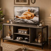 Aiho 55 "L TV Stand for TVs up to 65", 65 inch TV Stand with Storage Shelves for Living Room - Gray