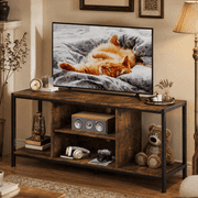 Aiho 55 L TV Stand for TVs up to 65, 65 inch TV stand with Storage Shelves for Living Room - Rustic Brown