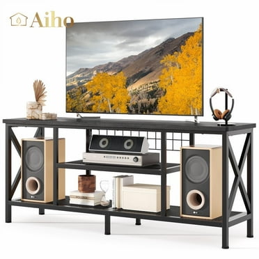 Aiho 59.8 "L TV Stand Entertainment Center for TV up to 65 inch, 65 inch TV stand with Storage Shelves for Living Room - Black
