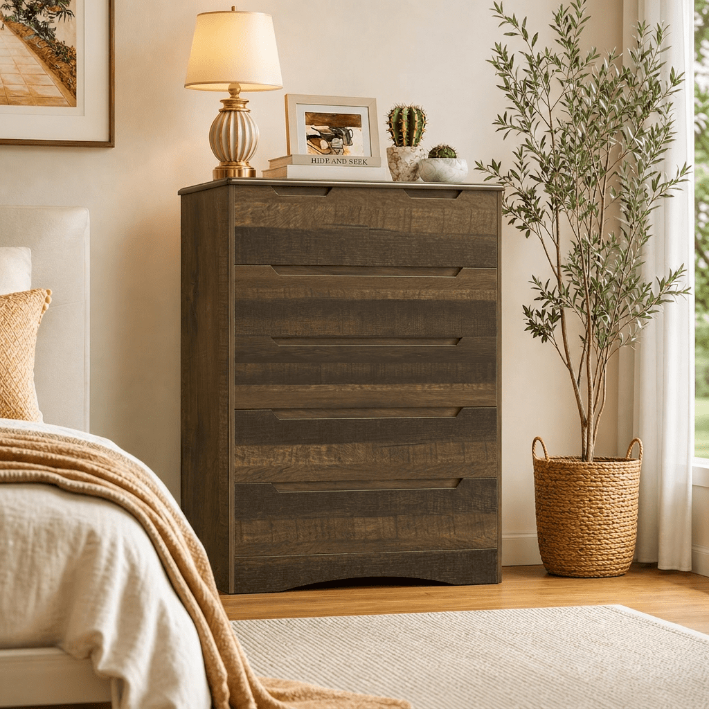 Aiho 6-Drawer Dresser for Bedroom, Wood Drawer Chest Storage Cabinet for Living Room, Hallway, Entryway, Home Office - Light Grey