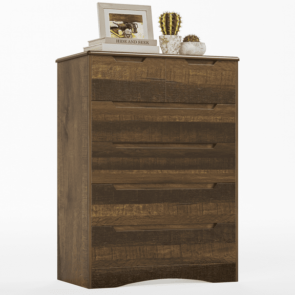 Aiho 6-Drawer Dresser for Bedroom, Wood Drawer Chest Storage Cabinet for Living Room, Hallway, Entryway, Home Office - Light Grey