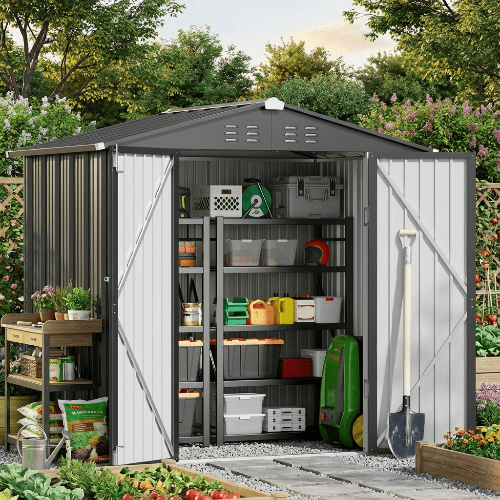 6' x 4' Outdoor Storage Shed on Sale, Aiho Shed & Outdoor Storage Clearance, Metal Storage Shed for Outside, Backyard, Garden & Patio - Dark Gray
