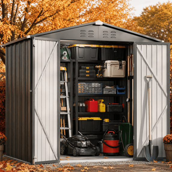 6' x 4' Outdoor Storage Shed on Sale, Aiho Shed & Outdoor Storage Clearance, Metal Storage Shed for Outside, Backyard, Garden & Patio - Dark Gray