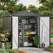 6 x 4 Outdoor Storage Shed on Sale, Aiho Shed & Outdoor Storage Clearance, Metal Storage Shed for Outside, Backyard, Garden & Patio - Dark Gray