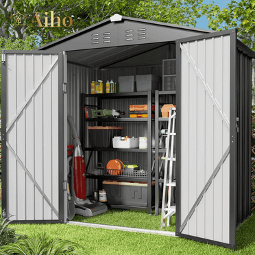 6' x 4' Outdoor Storage Shed on Sale, Aiho Shed & Outdoor Storage Clearance, Metal Storage Shed for Outside, Backyard, Garden & Patio - Dark Gray