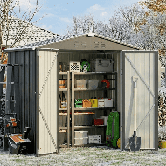 6' x 4' Outdoor Storage Shed on Sale, Aiho Shed & Outdoor Storage Clearance, Metal Storage Shed for Outside, Backyard, Garden & Patio - Dark Gray