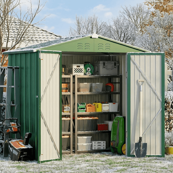 6' x 4' Outdoor Storage Shed on Sale, Aiho Shed & Outdoor Storage Clearance, Metal Storage Shed for Outside, Backyard, Garden & Patio - Green