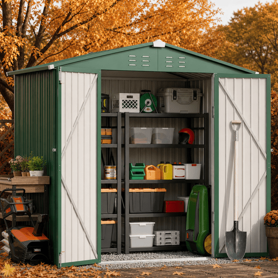 6' x 4' Outdoor Storage Shed on Sale, Aiho Shed & Outdoor Storage Clearance, Metal Storage Shed for Outside, Backyard, Garden & Patio - Green