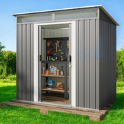 6x4 ft Outdoor Storage Shed with Double Lockable Doors - Weather-Resistant Garden Shed in Gray