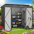thumbnail image 1 of 6x4 ft Outdoor Storage Shed on Sale, Sheds & Outdoor Storage with Lockable Doors, Metal Garden Shed by Durable Galvanized Steel for Patio, Lawn, Dark Gray, 1 of 10