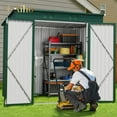 thumbnail image 1 of 6x4 ft Outdoor Storage Shed on Sale, Sheds & Outdoor Storage with Lockable Doors, Metal Garden Shed by Durable Galvanized Steel for Patio, Lawn, Green, 1 of 10