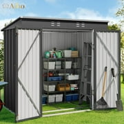Aiho 6'x 4' Outdoor Storage Shed with Lockable Doors & basic frame for Garden Backyard Patio Lawn - Gray