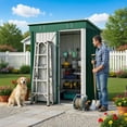 thumbnail image 1 of 5'x3' Outdoor Storage Shed, Galvanized Metal Shed with Lockable Door & Air Vent, Weather-Resistant Shed for Backyard/Patio/Garden/Lawn, Green, 1 of 7