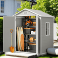 thumbnail image 1 of Aiho 6x4ft Plastics Garden Storage Shed - Strong Reinforced Floor, UV Resistant, 2 Lockable Doors, Gray, 1 of 9