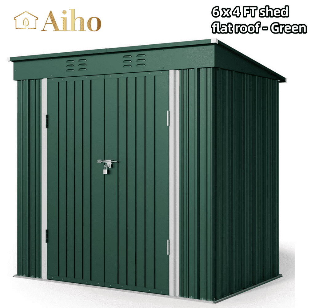 Aiho X Ft Outdoor Metal Storage Shed With Lock Outdoor Storage