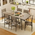thumbnail image 1 of Aiho 63" 7-Piece Large Dining Table Set, Expandable Modern Kitchen Table Set with 6 Chairs, Suitable for 4-6 People, Gray, 1 of 8