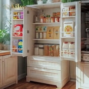 Aiho 63" H Kitchen Pantry Cabinet with 2 Doors and 2 Drawers, Solid & Sturdy, Storage Cabinet for Entryway, Kitchen - White