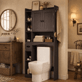 thumbnail image 1 of Aiho Tall Over‑the‑Toilet Storage Cabinet, Space‑Efficient Bathroom Organizer with 2 Doors and Adjustable Shelving, Ideal for Bathroom Laundry Room, Dark Brown, 1 of 12