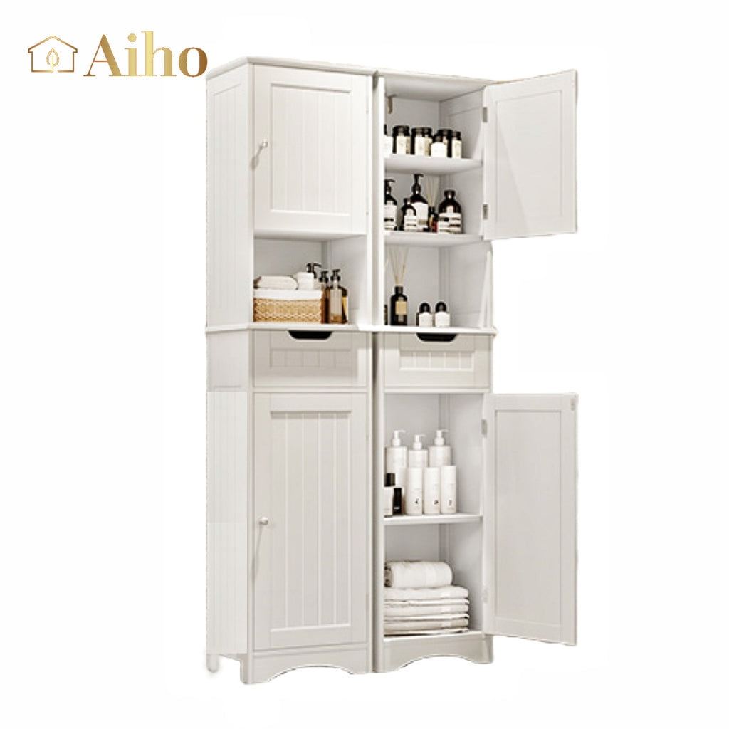 Aiho 67 " Bathroom Storage Cabinet with Adjustable Shelves, Kitchen Pantry with Drawer and Doors ...