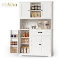 thumbnail image 1 of Aiho 67" Kitchen Pantry Storage Cabinet with Doors & Shelves, Modern Buffet Cabinet with Microwave Stand, Tall Hutch Cabinet for Kitchen, Dining Room - White, 1 of 9