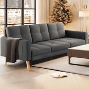 Aiho 67" W Modern Loveseat Sofa, Sofa with 3 Comfortable Pillows for Apartment, Dorm Room, Office, Bedroom - Deep Gray