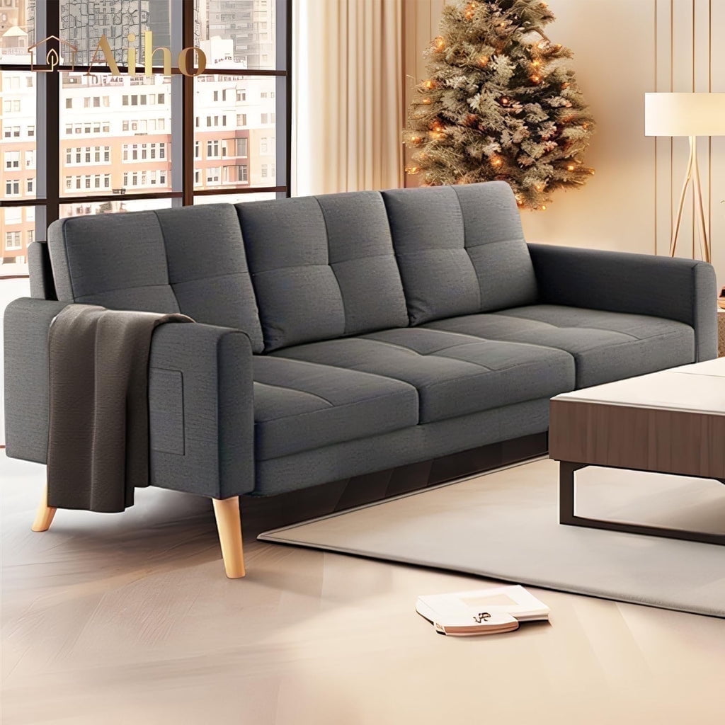 "Aiho 67"" W Loveseat Sofa, 3-Pillo