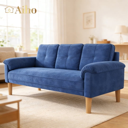 Aiho 69" L Modern Loveseat Sofa, Sofa with 3 Comfortable Pillows for Apartment, Dorm Room, Office, Bedroom - Blue - Walmart.com