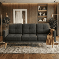 Aiho 69" Sofa Couch for Living Room | 3-Seater with Padded Arms, Solid Wood Legs, Easy Setup |Dark Gray