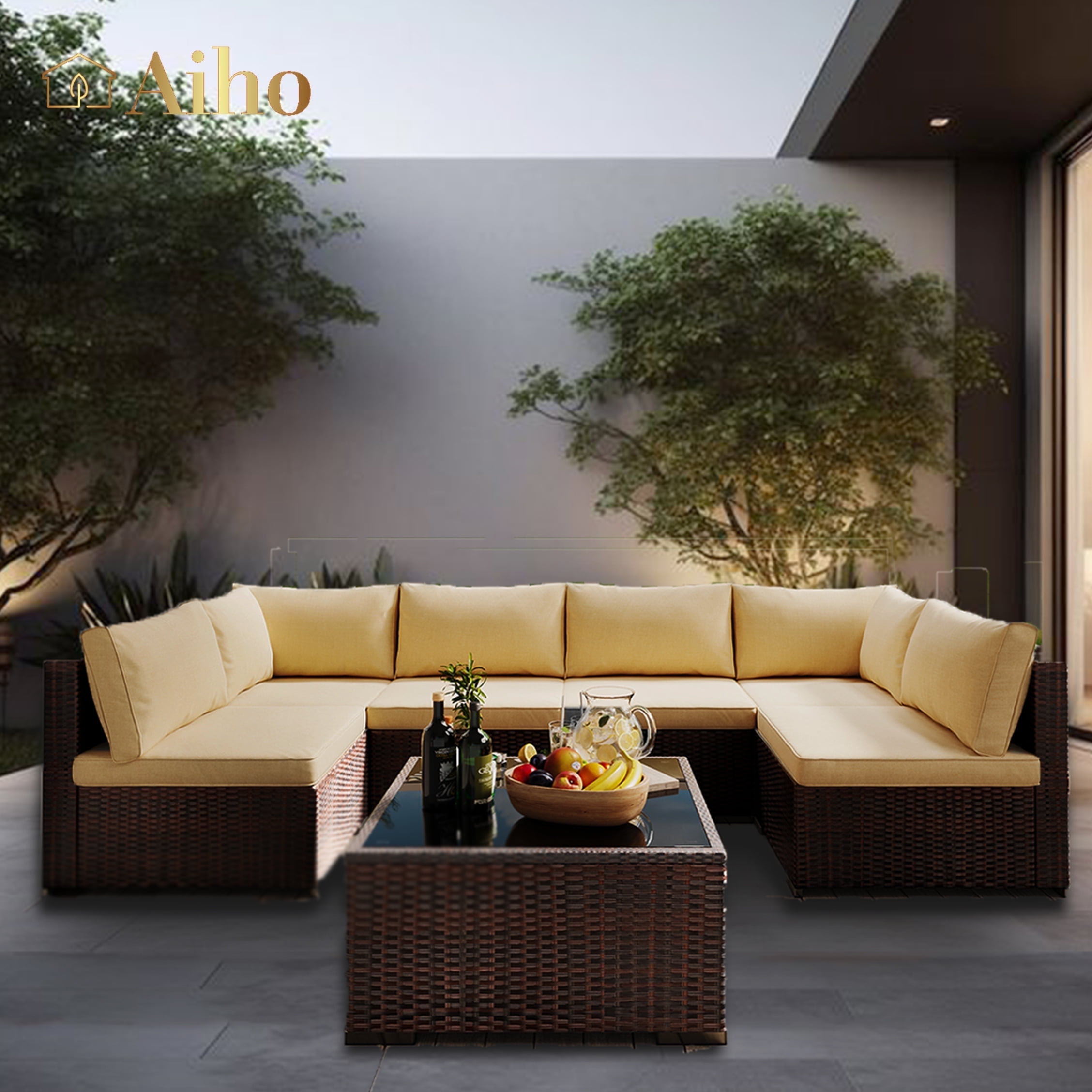 7 piece rattan garden furniture new arrivals