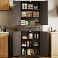 thumbnail image 1 of Aiho 71" Kitchen PantryStorage Cabinet with 4 Doors and 4 Adjustable Shelves, Dark Brown, 1 of 7