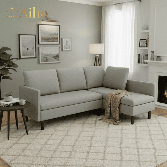 Aiho 79.1" Sectional Couch, L-Shaped Modular Sofa Bed with Deep Seat & Soft Seat Cushions, Convertible Sofa Bed for Living Room, Apartment, Light Gray