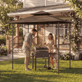 thumbnail image 1 of Aiho 8 x 5 FT Grill Gazebo, Outdoor BBQ Canopy Shelter with 2 Side Shelves & Multiple Hooks - Dark Brown, 1 of 9