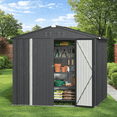 thumbnail image 1 of 8x6 Outdoor Storage Clearance Shed, Galvanized Metal Garden Shed with Double Lockable Doors for Backyard Patio Lawn, Dark Grey, 1 of 8