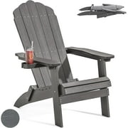Aiho Adirondack Chair, Folding Outdoor Patio Furniture Chair, Gray