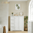 thumbnail image 1 of Aiho Bathroom Floor Cabinet, Wooden Side Storage Organizer with 4 Drawers & 1 Cupboard, Best Gifts for Bathroom, Living Room, Kitchen, White, 1 of 11