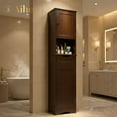 thumbnail image 1 of Aiho Bathroom Storage Cabinet, White Linen Cabinet, Narrow Tall Cabinet Storage Tower with Door ,Drawer and Open Storag - Dark Brown, 1 of 3