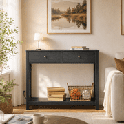 Aiho Console Table 39" With Drawers, Wood Entryway Table Hallway Table with Open Storage, Sofa Table for Living Room, Foyer and Corridor - Black