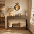 thumbnail image 1 of Aiho Console Table with 3 Drawers, Wood Entryway Table with Storage Shelf, Sofa Tables Narrow Long for Living Room, Entryway, Hallway, Foyer - Retro, 1 of 12