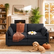 2-Seater Corduroy Loveseat, Cloud Soft Small Sofa with Deep Seating, Removable Washable Covers for Small Spaces & Apartments, Dark Gray