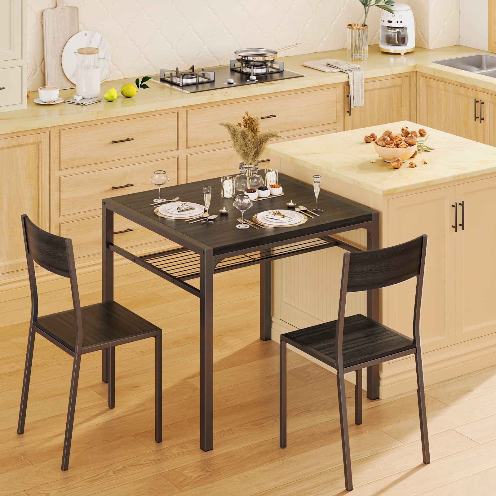 Aiho 3-Piece Dining Table Set for 2, Kitchen Table with