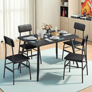 Aiho Dining Table Set for 4，Kitchen Dining Table with 2 Chairs for Dining Room, Black