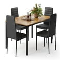 thumbnail image 1 of Aiho 5-Piece Dining Table Set for 4, Faux Marble Top & 4 Upholstered Chairs - Bar & Breakfast Nook, Retro Brown, 1 of 8